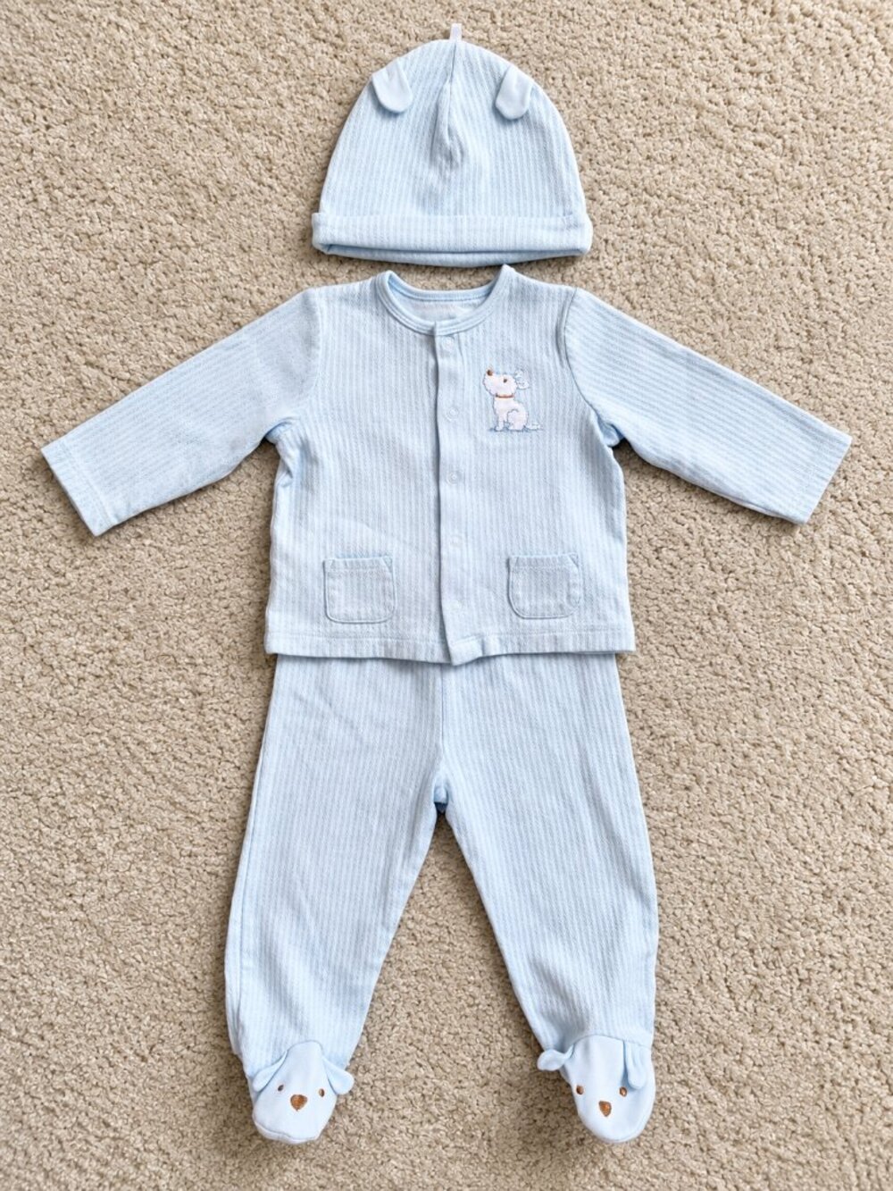 NWOT Little Me Peppy Puppies 3-Piece Organic Cotton Baby Set 9M